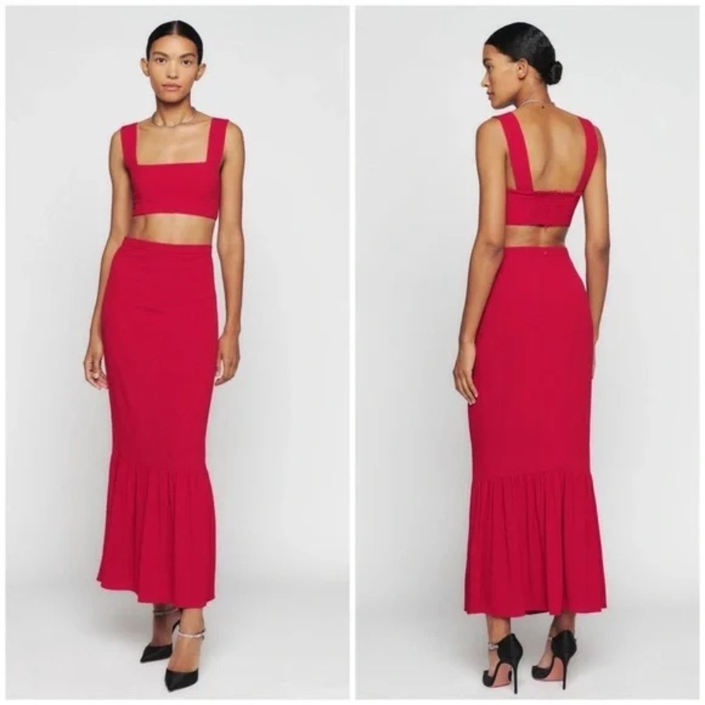 Reformation Azella two piece set. Size 10. Cherry red.